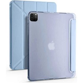 Zore Apple iPad Pro 12.9 2022 M2 Uyumlu Mavi Tri Folding Kalem Bölmeli Standlı Kılıf