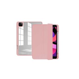Zore Apple iPad Pro 12.9 2022 M2 Uyumlu Pembe Nort Arkası Şeffaf Standlı Kılıf