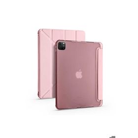 Zore Apple iPad Pro 12.9 2022 M2 Uyumlu Rose Gold Tri Folding Kalem Bölmeli Standlı Kılıf