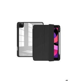 Zore Apple iPad Pro 12.9 2022 M2 Uyumlu Siyah Nort Arkası Şeffaf Standlı Kılıf