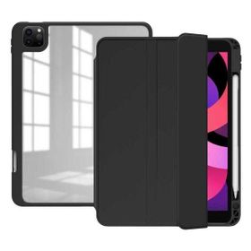 Zore Apple iPad Pro 12.9 2022 M2 Uyumlu Siyah Nort Arkası Şeffaf Standlı Kılıf