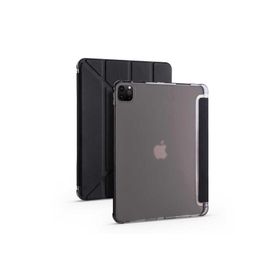 Zore Apple iPad Pro 12.9 2022 M2 Uyumlu Siyah Tri Folding Kalem Bölmeli Standlı Kılıf