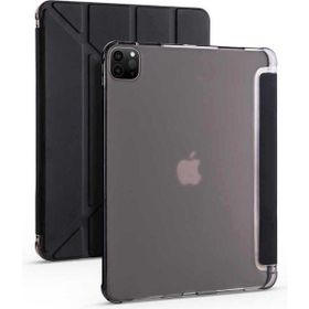 Zore Apple iPad Pro 12.9 2022 M2 Uyumlu Siyah Tri Folding Kalem Bölmeli Standlı Kılıf