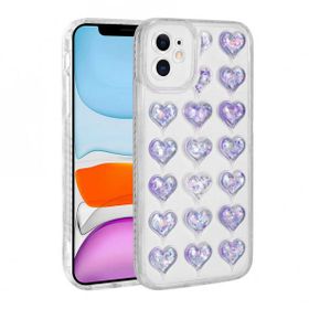 Zore Apple iPhone 11 Kamera Korumalı Renkli Kalp Desenli Transparan Kalp Kapak Kılıf