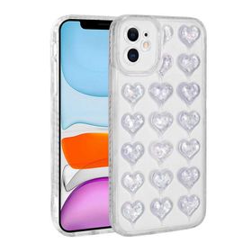 Zore Apple iPhone 11 Kamera Korumalı Renkli Kalp Desenli Transparan Kalp Kapak Kılıf