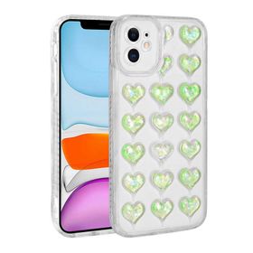 Zore Apple iPhone 11 Kamera Korumalı Renkli Kalp Desenli Transparan Kalp Kapak Kılıf