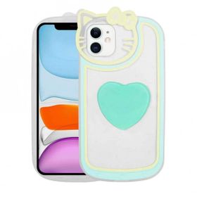 Zore Apple iPhone 11 Kedi Figürlü Transparan Pop Soketli Ritmik Kapak Kılıf
