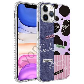 Zore Apple iPhone 11 Pro Airbag Kenarlı Renkli Desenli Silikon Elegans Kılıf