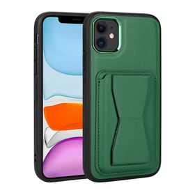 Zore Apple iPhone 11 Uyumlu Kartlıklı Standlı ​Pu Deri Memo Kapak Kahverengi Kılıf
