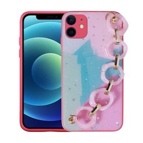 Zore Apple iPhone 11 Uyumlu Lila Simli Desenli El Askılı Tutacaklı Elsa Silikon Kapak Kılıf