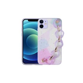 Zore Apple iPhone 11 Uyumlu Lila Simli Desenli El Askılı Tutacaklı Elsa Silikon Kapak Kılıf