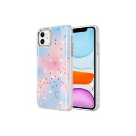 Zore Apple iPhone 11 Uyumlu Mavi Simli Desenli Parlak Task Kapak Kılıf