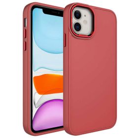 Zore Apple iPhone 11 Uyumlu Metal Çerçeve ve Buton Tasarımlı Silikon Luna Açık Mürdüm Kapak Kılıf