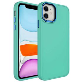 Zore Apple iPhone 11 Uyumlu Metal Çerçeve ve Buton Tasarımlı Silikon Luna Lacivert Kapak Kılıf