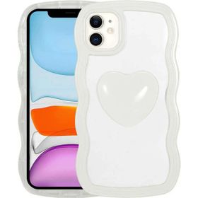 Zore Apple iPhone 11 Uyumlu Renkli Kalp Figürlü Beyaz Ponçik Kapak Kılıf