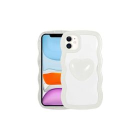 Zore Apple iPhone 11 Uyumlu Renkli Kalp Figürlü Beyaz Ponçik Kapak Kılıf