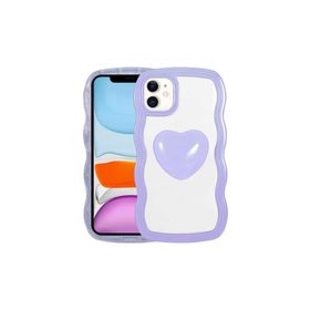 Zore Apple iPhone 11 Uyumlu Renkli Kalp Figürlü Mor Ponçik Kapak Kılıf
