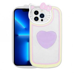 Zore Apple Iphone 12 Kedi Figürlü Transparan Pop Soketli Ritmik Kapak Kılıf