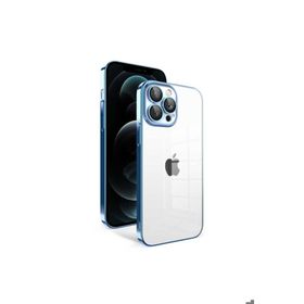 Zore Apple iPhone 12 Pro Max Uyumlu Kamera Korumalı Renkli Çerçeveli Garaj Kapak Mavi Açık Cep Telefonu Kılıfı