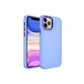 Zore Apple iPhone 12 Pro Max Uyumlu Metal Çerçeve ve Buton Tasarımlı Silikon Luna Kapak Lila Cep Telefonu Kılıfı
