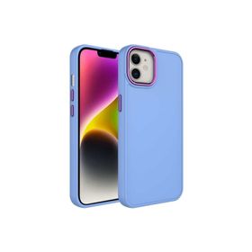 Zore Apple iPhone 12 Pro Max Uyumlu Metal Çerçeve ve Buton Tasarımlı Silikon Luna Kapak Lila Cep Telefonu Kılıfı