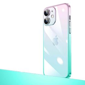 Zore Apple iPhone 12 Pro Max Uyumlu Parlak Renk Geçişli Kamera Korumalı Senkron Kapak Pembe Mavi Cep Telefonu Kılıfı