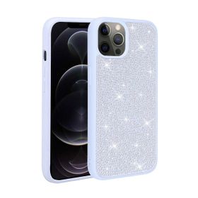 Zore Apple iPhone 12 Pro Max Uyumlu Parlak Taşlı Tasarım Ston Kapak Mavi Açık Cep Telefonu Kılıfı