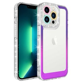 Zore Apple iPhone 12 Pro Simli ve Renk Geçiş Tasarımlı Lens Korumalı Park Kapak Kılıf