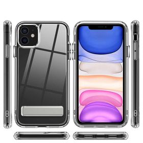 Zore Apple Iphone 12 Standlı Şeffaf L-Stand Silikon Cep Telefonu Kılıfı