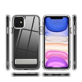 Zore Apple Iphone 12 Standlı Şeffaf L-Stand Silikon Cep Telefonu Kılıfı