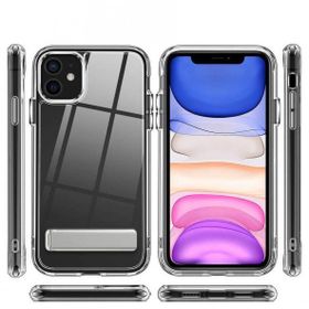 Zore Apple Iphone 12 Standlı Şeffaf L-Stand Silikon Cep Telefonu Kılıfı