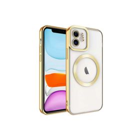 Zore Apple iPhone 12 Uyumlu Magsafe Wireless Şarj Özellikli Setro Gold Silikon Kılıf