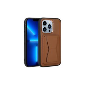 Zore Apple iPhone 13 Pro Max Uyumlu Kahverengi Kartlıklı Standlı ​Pu Deri Memo Kapak Kılıf