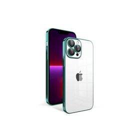Zore Apple iPhone 13 Pro Max Uyumlu Koyu Yeşil Kamera Korumalı Renkli Çerçeveli Garaj Kapak Kılıf