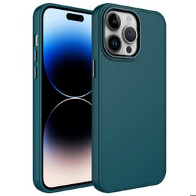 Zore Apple iPhone 13 Pro Max Uyumlu Koyu Yeşil Metal Çerçeve ve Buton Tasarımlı Silikon Luna Kapak Kılıf