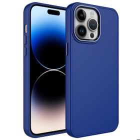 Zore Apple iPhone 13 Pro Max Uyumlu Lacivert Metal Çerçeve ve Buton Tasarımlı Silikon Luna Kapak Kılıf