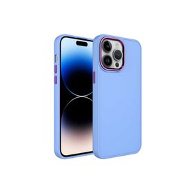 Zore Apple iPhone 13 Pro Max Uyumlu Lila Metal Çerçeve ve Buton Tasarımlı Silikon Luna Kapak Kılıf