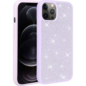 Zore Apple iPhone 13 Pro Max Uyumlu Lila Parlak Taşlı Tasarım Ston Kapak Kılıf