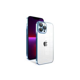 Zore Apple iPhone 13 Pro Max Uyumlu Mavi Açık Kamera Korumalı Renkli Çerçeveli Garaj Kapak Kılıf