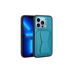 Zore Apple iPhone 13 Pro Max Uyumlu Mavi Kartlıklı Standlı ​Pu Deri Memo Kapak Kılıf