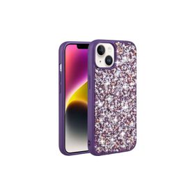 Zore Apple iPhone 13 Pro Max Uyumlu Mor Parlak Taşlı Tasarım Linea Kapak Kılıf