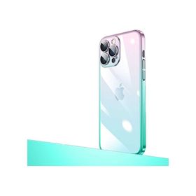 Zore Apple iPhone 13 Pro Max Uyumlu Pembe Mavi Parlak Renk Geçişli Kamera Korumalı Senkron Kapak Kılıf