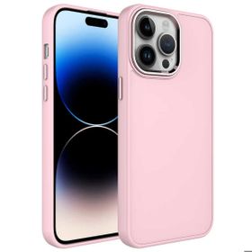 Zore Apple iPhone 13 Pro Max Uyumlu Pembe Metal Çerçeve ve Buton Tasarımlı Silikon Luna Kapak Kılıf