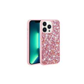 Zore Apple iPhone 13 Pro Max Uyumlu Pembe Parlak Taşlı Tasarım Linea Kapak Kılıf