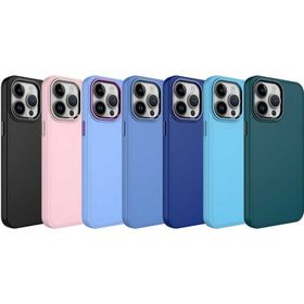 Zore Apple iPhone 13 Pro Max Uyumlu Sierra Mavi Metal Çerçeve ve Buton Tasarımlı Silikon Luna Kapak Kılıf