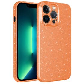 Zore Apple iPhone 13 Pro Max Uyumlu Turuncu Kamera Korumalı Simli Lüks Koton Kapak Kılıf