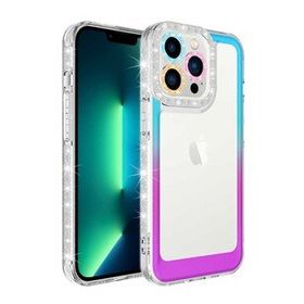 Zore Apple iPhone 13 Pro Simli Renk Geçiş Tasarımlı Lens Korumalı Park Kapak Kılıf