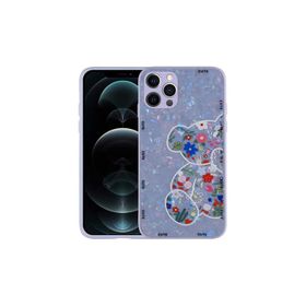Zore Apple iPhone 13 Pro Uyumlu Lilac Bear Desenli Sert Silikon Mumila Kapak Kılıf