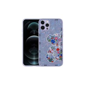 Zore Apple iPhone 13 Pro Uyumlu Lilac Bear Desenli Sert Silikon Mumila Kapak Kılıf