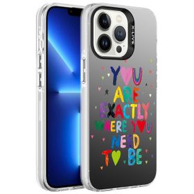 Zore Apple iPhone 13 Pro Uyumlu You Desenli Silver Sert Kapak Cep Telefonu Kılıfı